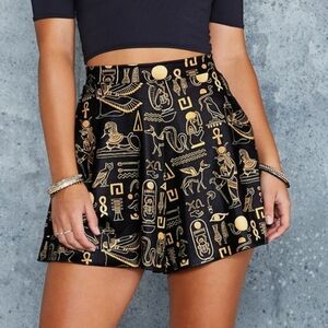 Blackmilk Hieroglyphics Gold Shiny Shorts